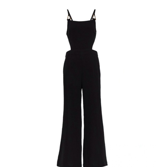 Jonathan Simkhai - MABEL TEXTURED
GAUZE CUTOUT JUMPSUIT - Size Small - Black - Picture 3 of 10